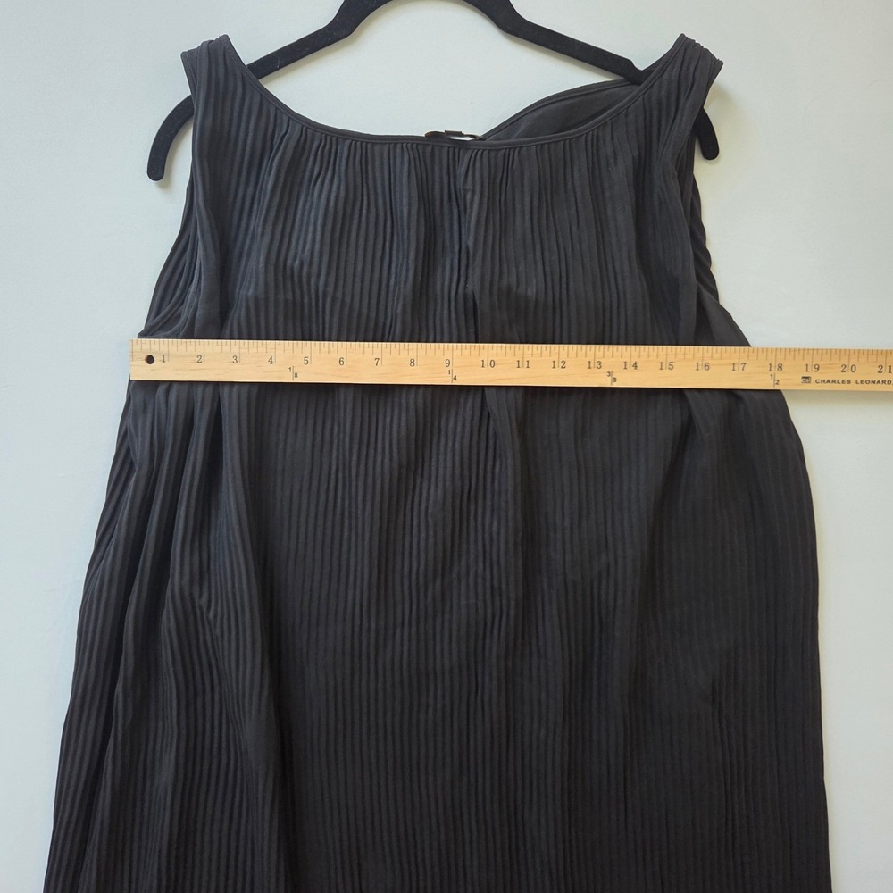 FENDI‎ Italy Black Dress Pleated Fringe Trim Sleeveless Elegant - Picture 5 of 9